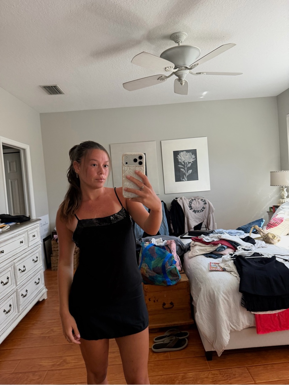 Vintage Black Tank Top with Lace Trim